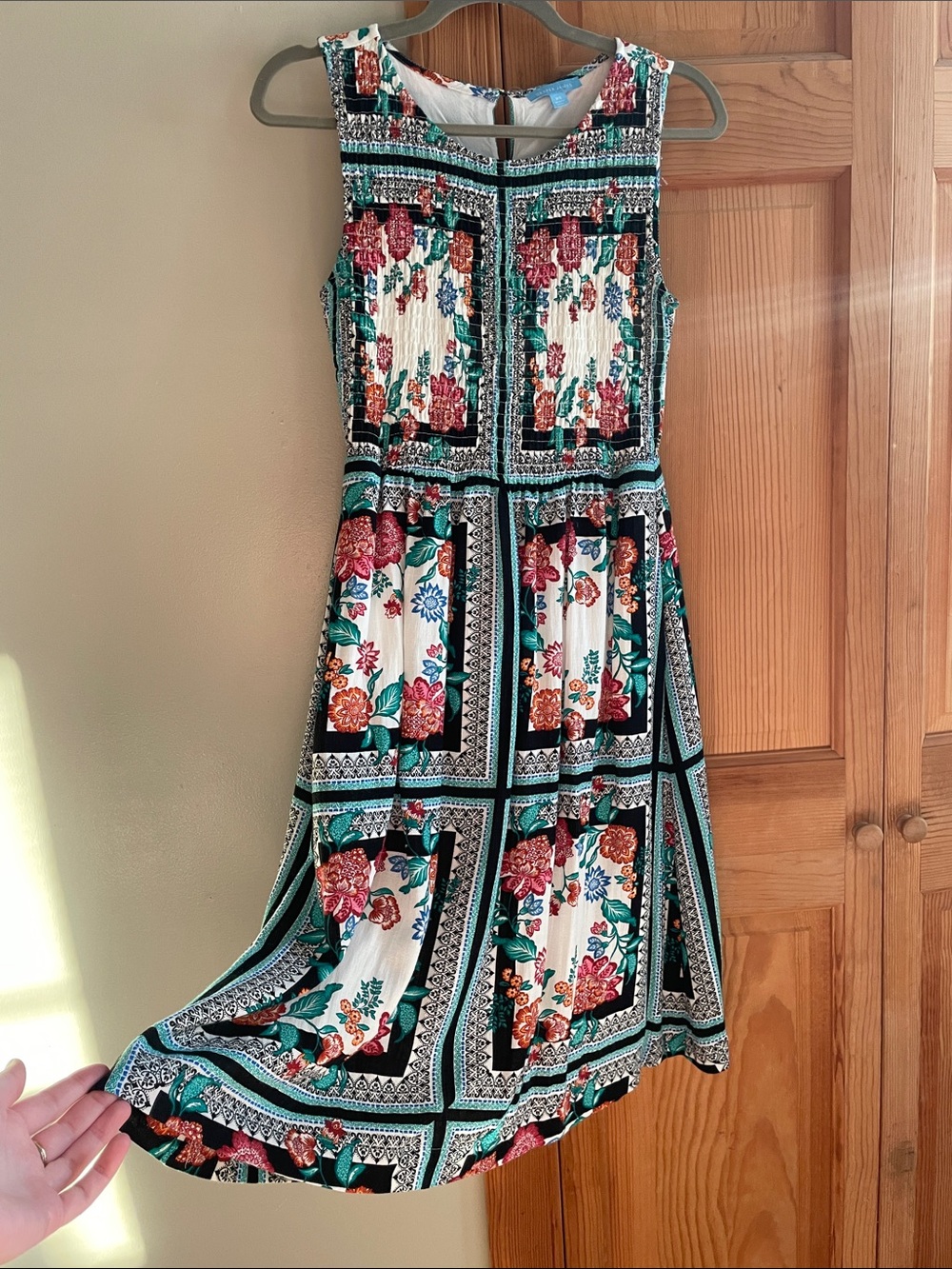 Floral Patchwork Tile Midi Dress